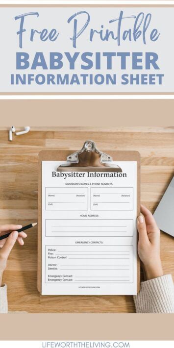 Free Babysitting Information Sheet - Life Worth the Living Babysitting Information Sheet, Emergency Contact Form, Babysitting Activities, Babysitting Crafts, Emergency Contact, Bedtime Routine, Medical Information, First Aid Kit, Kids Safe