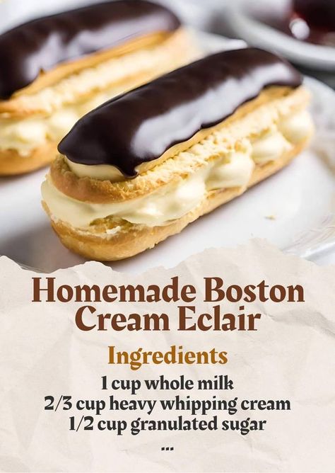 Eclair Cream, Savoury Bakes, Recipes Yummy, Boston Cream, Savoury Baking, Grandmas Recipes, Whipping Cream, Recipes Homemade, Heavy Whipping Cream