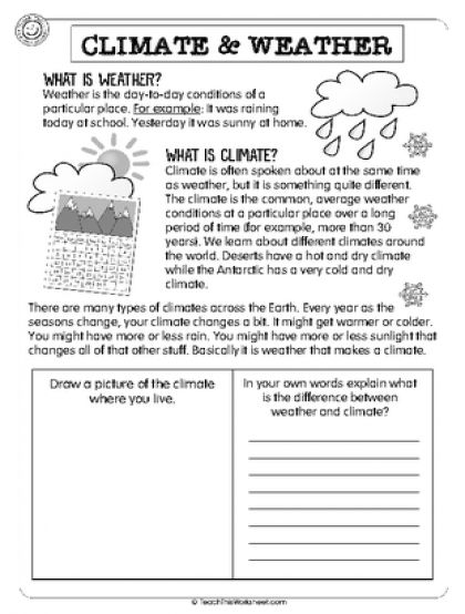 Weather And Climate Worksheets Weather Vs Climate, Climate Activities, What Is Climate, Teaching Weather, Climate And Weather, Weather Lessons, Weather Worksheets, Weather Science, Weather Unit