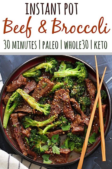 Whole30 Instant Pot Beef and Broccoli is a simple 30 minute meal that's family friendly and on the table in just a few minutes! It's a delicious paleo beef recipe for a busy weeknight or great for Whole30 meal prep #whole30beef #paleobeef #whole30instantpot #lowcarbinstantpot via @paleobailey Tiny Meals, Instant Pot Beef And Broccoli, Paleo Beef Recipes, Paleo Menu, Whole30 Meal Prep, Pot Recipes Healthy, Beef Stew Crockpot, Beef And Broccoli, Paleo Beef