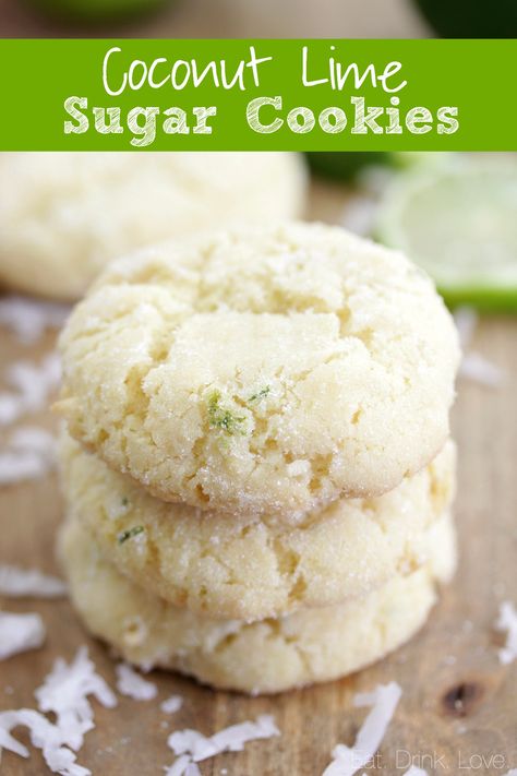 Key Lime Cookie Recipe, Lime Sugar Cookies, Key Lime Cookies, Oatmeal Coconut Cookies, Lime Cookies, Lime Recipes, Summer Cookies, Coconut Cookies, Coconut Lime