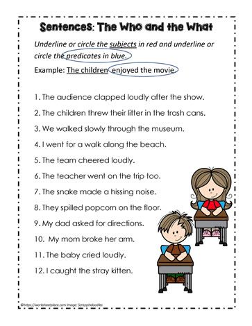 Subject And Predicate Worksheet, Subject And Predicate, Today Images, Teaching Activities, Reading Material, Google Apps, Fun Math, Printable Worksheets, Grade 1