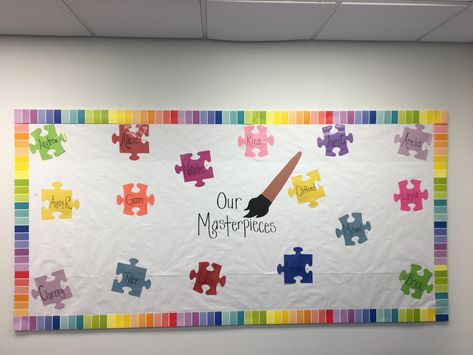 Our Masterpieces Bulletin Board, Cartoon Network Bulletin Board, Class Puzzle Pieces Bulletin Boards, Mathematicians Bulletin Board, Look What We're Learning Bulletin Board, Bulletin Boards, Preschool