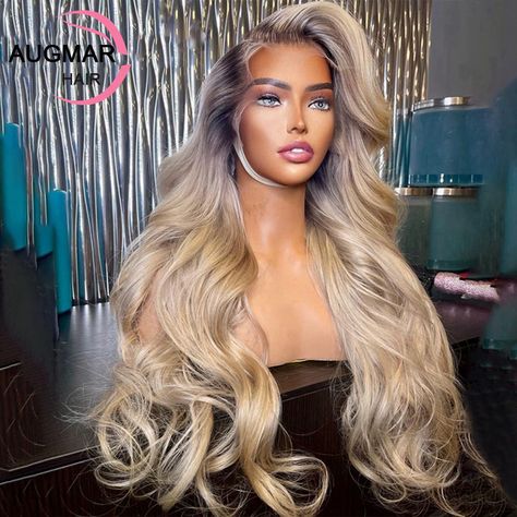 Ash Blonde Lace Front Human Hair Wigs For Women 13x4 Ombre Body Wave Lace Front Wig 30 Inch 13x6 Hd Lace Frontal Wig Human Hair - Lace Wigs - AliExpress Ash Blonde Ombre, Grey Blonde, Ombre Lace Front, Blonde Lace Front Wigs, Lace Front Human Hair, Body Wave Wig, Frontal Wig, Long Wigs, Blonde Ombre