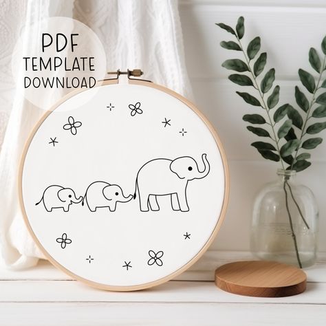 Elephant Family Embroidery Pattern Download, Mom and Baby Embroidery Pattern, Mom Embroidery Design, Boho Embroidery Design, Kids Embroidery Print Embroidery Design, Punch Pano, Embroidery Elephant, Mom Embroidery, Animal Embroidery Patterns, Kids Embroidery, Animals Embroidery, Boho Embroidery, Pattern Template