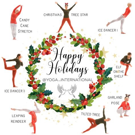 Are you a Christmas Tree Star, Elf on the Shelf, or another one of these holiday-inspired yoga poses? Toddler Yoga, Garland Pose, Christmas Yoga, Yoga Christmas, Christmas Poses, Partner Yoga Poses, Yoga Games, Family Yoga, Yoga Information