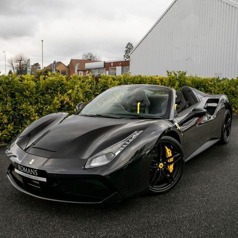 Ferrari 488 Black, Ferrari Spider 488 Black, Mafia Cars, Ferrari Convertible, The Black Stallion, Ferrari 488 Spider, Ferrari Spider, 488 Spider, F12 Tdf