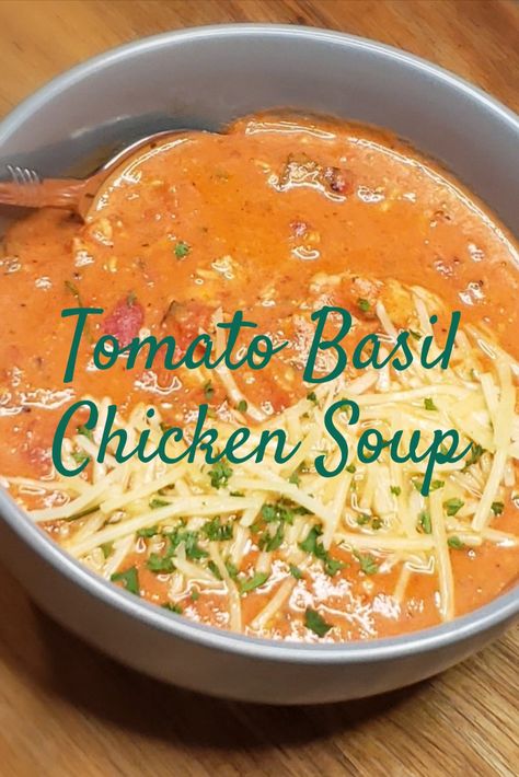 Chicken Basil Soup Recipes, Chicken Tomato Bisque Soup, Spicy Chicken Tomato Soup, Tomatoe Chicken Soup, Smashing Tomato Tomato Basil Chicken Soup, Chicken Basil Soup, Chicken Soup With Tomato Base, Tomato Basil Chicken Soup, Tomato Based Chicken Soup