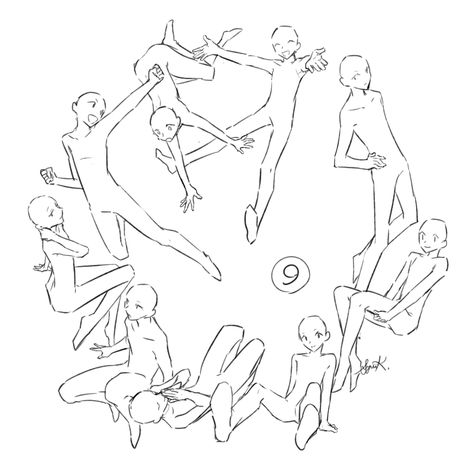 7 Person Group Pose Drawing, Group Pose, Manga Poses, Person Drawing, 캐릭터 드로잉, Poses References, Arte Sketchbook, Art Poses, Anime Poses Reference