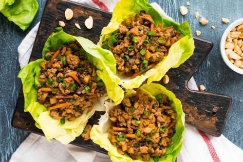 Ground Turkey Lettuce Wraps, Salat Wraps, Lettuce Wraps Healthy, Asian Chicken Lettuce Wraps, Asian Lettuce Wraps, Turkey Lettuce Wraps, Crockpot Chicken Healthy, Tacos Mexicanos, Healthy Asian