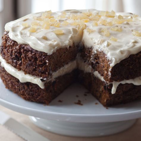 Carrot Cake with Ginger Mascarpone Frosting - Barefoot Contessa Mascarpone Frosting Recipe, Barefoot Contessa Recipes, Mascarpone Frosting, Cake Frosting Recipe, Best Carrot Cake, Salty Cake, Pure Vanilla, Barefoot Contessa, Carrot Cake Recipe