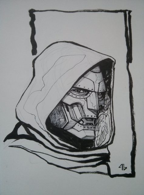 Dr Doom by Adi Granov Comic Art Villains Drawing, Doom Comic, Doom Drawing, Doctor Doom Tattoo, Dr Doom Tattoo, Dr Doom Art, Dr Doom Drawing, Doctor Doom Drawing, Dr Doom Sketch