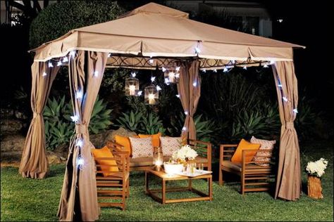 How To create your own Outdoor Getaway. – CCD Engineering Ltd Gazebo With Lights, Gazebo Lighting, Modern Outdoor Patio, Swimming Pool Landscaping, Outdoor Gazebo, Backyard Gazebo, Outdoor Gazebos, Garden Gazebo, Patio Gazebo