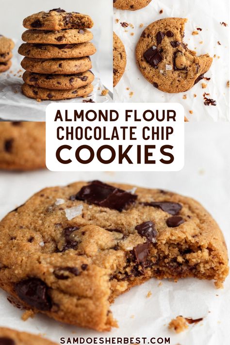 Almond Flour Chocolate Chip, Almond Flour Chocolate Chip Cookies, Healthy Chocolate Chip Cookies, Almond Flour Cookies, Easy Gluten Free Desserts, Gluten Free Chocolate Chip Cookies, Healthy Chocolate Chip, Easy Chocolate Chip Cookies, Almond Flour Recipes