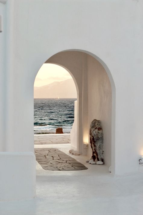 Honest Aesthetic, Mykonos Aesthetic, Sauna Inspiration, Mykonos Style, Postcard Photography, Interior Design Chair, Cycladic Architecture, Santorini Beaches, Greece House