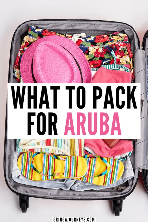 Don't forget anything at home with this Aruba packing list! Learn what to wear in Aruba, what to pack for the beach, and other essential items to pack for an Aruba vacation. | what to wear in the evening in aruba | packing list for vacation aruba | things to pack aruba | aruba dress code | packing list for aruba | what to pack for aruba vacation | what to bring to aruba | things to bring to aruba | what to wear in aruba What To Wear In Aruba, Aruba Vacation Outfits, Pack For The Beach, What To Pack For Vacation, Aruba Vacation, Things To Pack, Beach Vacation Packing List, Aruba Travel, Packing List For Vacation