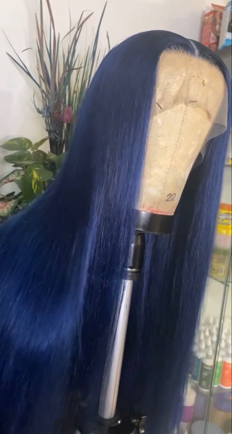 Midnight Blue Hair, Blue Lace Front Wig, Royal Blue Hair, Navy Blue Hair, Blue Black Hair, Dark Blue Hair, Frontal Wig Hairstyles, Hair Therapy, Birthday Hair