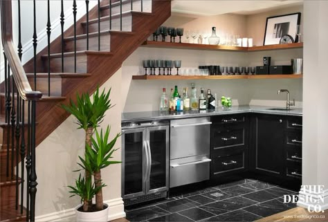 Centsational Girl » Blog Archive That Space Under the Stairs - Centsational Girl Under Stairs Wet Bar, Staircase In Kitchen, Bar Under Stairs, Kitchen Under Stairs, Space Under Stairs, تحت الدرج, Contemporary Basement, Model Dapur, Stairs Ideas