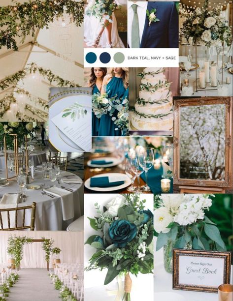 Dark Teal And Sage Wedding, Teal And Light Blue Wedding, Dark Teal Wedding Theme, Wedding Color Schemes November, Teal And Navy Wedding, Teal Wedding Ideas, Teal Green Wedding, Teal And Grey Wedding, Teal Wedding Theme