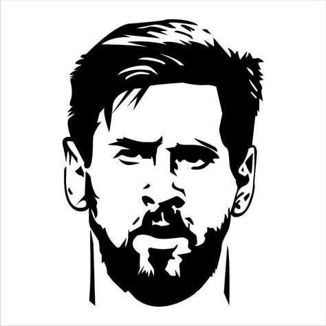 Messi Black And White Drawing, Messi Stencil Drawing, Messi Drawing Sketches, Messi Stencil Art, Messi Art Drawing, Messi Silhouette, Messi Sketch, Messi Drawing, Image Illusion