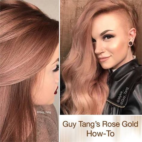 Rich, Rose Gold Haircolor by Guy Tang - Hair Color - Modern Salon Guy Tang Hair, Blond Rose, Kenra Color, Gold Hair Colors, Hair Color Rose Gold, Guy Tang, Color Formulas, Hair Color Formulas, Super Hair