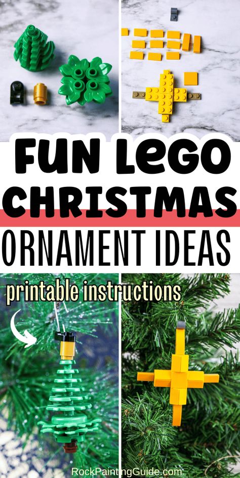 Here are the Christmas Lego ornaments building instructions and Lego parts lists for each of the ornaments. If your kids don’t have the exact Lego pieces or colors we used, no worries! Encourage them to get creative with what they have. We even included printable instructions for each Lego Christmas Ornament craft. Lego Xmas Ornaments, Lego Ornaments Diy Easy, Lego Christmas Ornaments Instructions, Lego Christmas Ornaments Diy, Lego Ornaments Diy, Lego Christmas Ideas, Lego Christmas Ornaments, Lego Crafts, Lego Ornaments