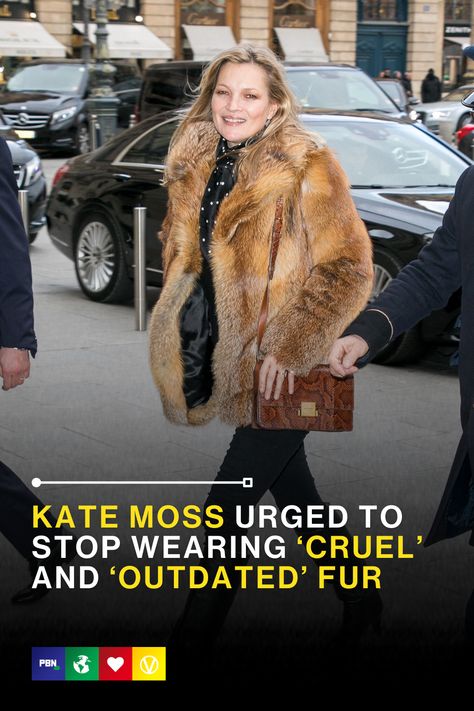 The supermodel wore a fox fur coat for a Yves Saint Laurent campaign earlier this year. #fur #fashion #celebrity Ethical Consumerism, Kim Cattrall, Animal Fur, Plant Based Lifestyle, Anna Dello Russo, Fox Fur Coat, Peta, Fur Fashion, Kate Moss