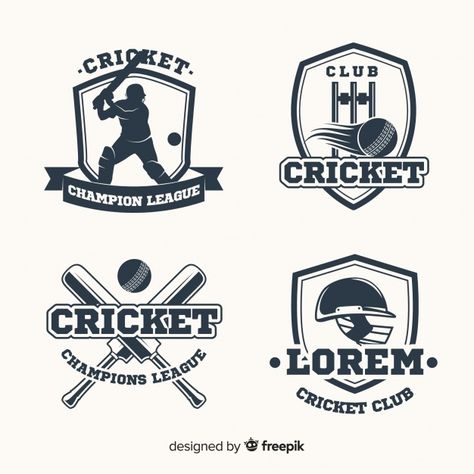 Pack of cricket labels | Premium Vector #Freepik #vector #logo #label #badge #sports Cricket Labels, Cricket Logos, Cricket Logo Design, Cricket Logo, Cricket Poster, Cricket Score, Aesthetic Photoshoot, Polo Shirt Design, Free Sport