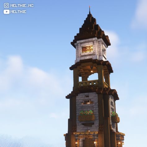 Minecraft Watch Tower Ideas, Minecraft Watchtower Ideas, Watchtower Minecraft, Minecraft Watch Tower, Watch Tower Minecraft, Minecraft Watchtower, Fantasy Lighthouse, Minecraft Lighthouse, Minecraft Light