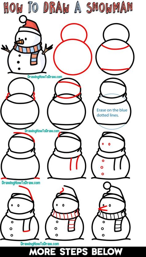 Learn How to Draw a Snowman Easy Step by Step Drawing Tutorial for Kids Cute Snowmen Drawings, Snowman Eyes, Draw Snowman, Christmas Drawing Ideas Easy, Drawing Snowman, Snowman Drawing, Simple Snowman, Draw A Snowman, Winter Drawing