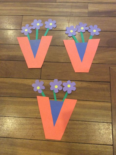 V For Vase Craft, Preschool Vase Craft, Vase Activities For Preschool, V Letter Activities For Preschool, Vase Crafts For Preschoolers, The Letter V Crafts For Preschool, V Art For Preschool, V Words Preschool, Letter V Crafts For Kindergarten