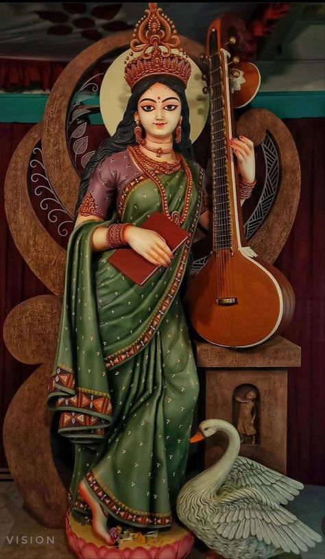 Painting Of Hindu God, Parvati Goddess Art Paintings, Saraswati Thakur Drawing, Hindu Gods Painting, Swarasati Mata, Ma Saraswati Drawing, Maa Saraswati Wallpapers, Swarasati Maa Drawing, Sarswati Maa Drawings