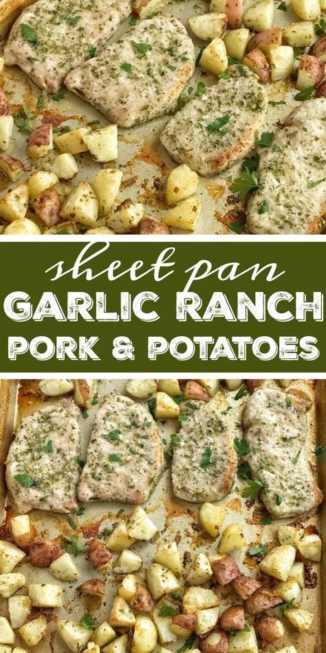 Boneless Pork Chops And Potatoes, Pan Recipes Dinner, Pork Potatoes, Garlic Ranch, Boneless Pork Chop Recipes, Pork Chop Recipes Crockpot, Pork Chops And Potatoes, Healthy Pork, Easy Pork Chops