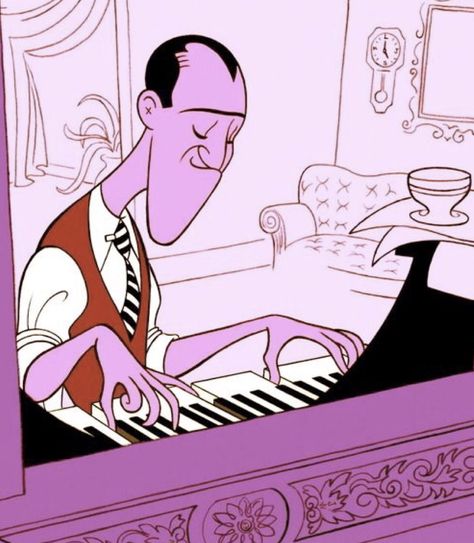 “Fantasia 2000” city people (George Gershwin’s Rhapsody in Blue) George Gershwin, Rhapsody In Blue, Blue Drawings, Fantasia Disney, Color Script, Music Illustration, Disney Concept Art, Disney Studios, The Piano