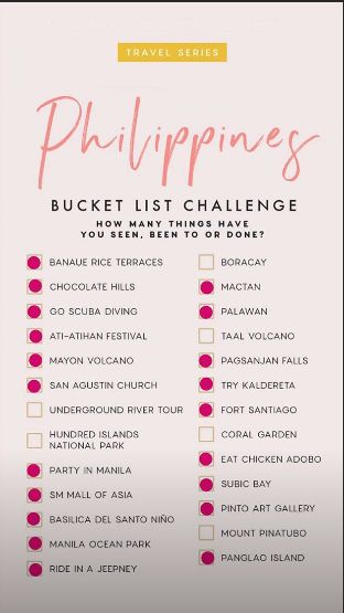 Philippines Bucket List Challenge, Philippines Checklist, Phillipines Travel Things To Do, Philippines Bucket List, Phillipines Travel, Philippines Trip, Philippines Vacation, Philippines Travel Guide, Road Trip Map