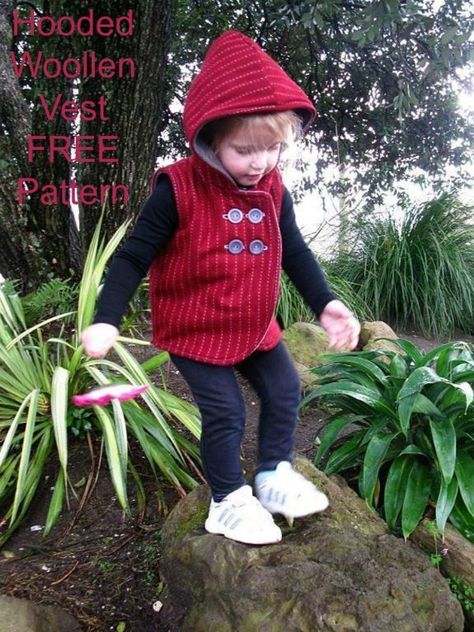 FREE sewing pattern for a kids sleeveless hoodie jacket. An extra layer to sew for kinds from age 1-6 years when its a bit chilly but they don't need a full coat. Easy relaxed fit makes it perfect for a beginner sewer to try. For babies, toddlers and young children. #BeginnerSewingPattern #GirlsSewingPattern #SewingForFree #SewForFree #FreeSewingPattern #ToddlerSewingPattern #BabySewingPattern Toddler Sewing Patterns, Kids Clothes Diy, Sewing Tops, Beginner Sewing Patterns, Sewing Kids Clothes, Kids Sewing, Free Pdf Sewing Patterns, Baby Couture, Baby Sewing Patterns