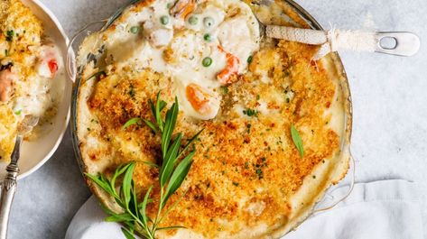 RecipeTin Eats x Good Food: Good Friday seafood pie Recipe | Good Food Leftover Turkey Pot Pie, Turkey Pot Pie Recipe, Bread Toppings, Leftover Recipes, Turkey Pot, Pot Pie Recipe, Turkey Pot Pie, Fish Pie, Recipetin Eats