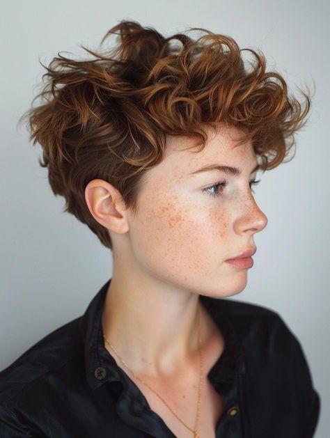 Curly Pixie Haircuts - Explore Styles for Every Face Shape and Curl Type Curly Pixie Haircut, Queer Haircut, Lesbian Haircut, Curly Pixie Haircuts, Lighter Hair, Find Hairstyles, Curly Pixie Cuts, Short Curly Haircuts, Curly Pixie