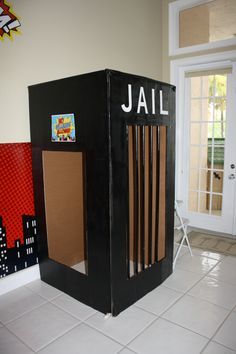 Monopoly Jail Photo Booth, Cop Birthday Party, Diy Jail Cell Prop, Andy Griffith Birthday Party, Jail Booth Ideas, Jail Booth, Diy Bars, Batgirl Party, Villain Party