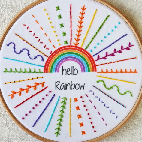 Modern Embroidery Kit, Rainbow Embroidery, Embroidery Stitches Beginner, Hand Embroidery Patterns Free, Beginner Embroidery Kit, Simple Hand Embroidery Patterns, Beginner Embroidery, Diy Embroidery Kit, Diy Craft Kit