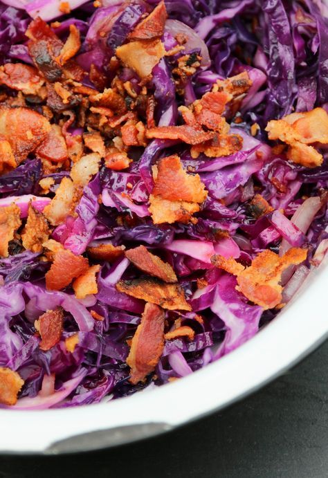 Red Cabbage With Bacon, Front Flower Garden, Sauteed Red Cabbage, German Red Cabbage, Cabbage With Bacon, Red Cabbage Recipes, Cabbage And Bacon, Meat Dinners, Fall Foods