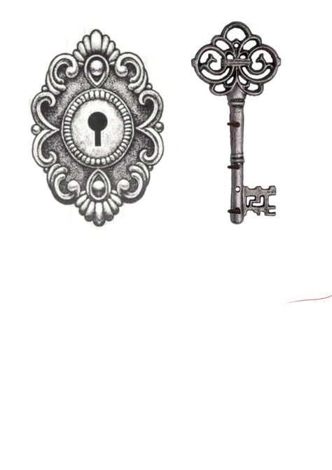 Skeleton Key Drawing Vintage, Antique Lock Tattoo, Skeleton Key And Lock Tattoo, Heart Keyhole Tattoo, Old Fashion Key Tattoo, Key Hole Drawing, Looking Through A Keyhole Drawing, Skeleton Key Drawing, Steampunk Key Tattoo