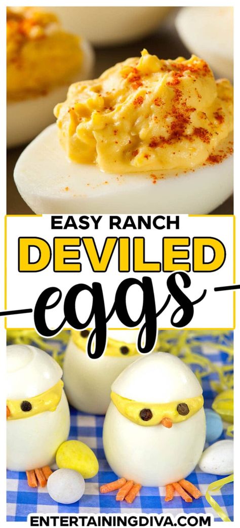 Ranch Deviled Eggs (Without Vinegar) | Brunch Recipes Party Deviled Eggs, Deviled Eggs Recipe Best, Easy Deviled Eggs Recipe, Classic Deviled Eggs Recipe, Ranch Deviled Eggs, Pumpkin Deviled Eggs, Deviled Egg Recipe, Classic Deviled Eggs, Deviled Eggs Recipe Easy