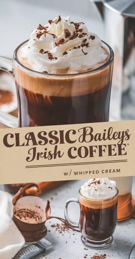 Baileys And Coffee, Baileys Recipes Drinks, Baileys Martini, Baileys Cocktails, After Dinner Cocktails, Homemade Baileys, Irish Coffee Recipe, Irish Cream Coffee, Baileys Coffee