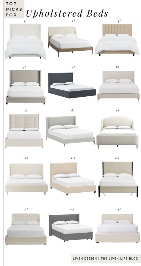 Best of Upholstered Beds — LIVEN DESIGN Primary Bedroom Upholstered Bed, Tall Upholstered Bed King, Fabric Bed Ideas, Natural Upholstered Bed, Transitional King Bed, Wade Logan Upholstered Bed, Upholstered Linen Bed, Linen King Bed Frame, Upulstored Headboard