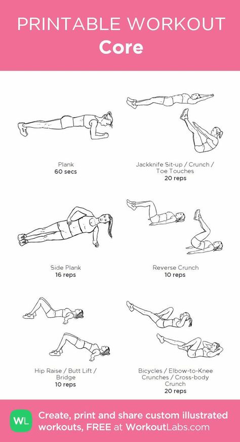 Light Core Workout, Women Core Workout Gym, Everyday Core Workout, Core Workout Women, Core Routines, Core Workout Gym, Workout Labs, Printable Workout, Gym Workout Plan For Women