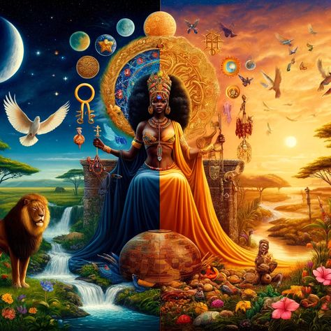 Oshun And Yemaya, Oshun Mermaid, Black Gods And Goddesses, Afrocentric Art Goddesses, Black Goddess Art, Black Spirituality Art, Oshun Y Yemaya, Oshun Goddess, Afrofuturism Art