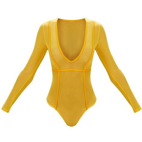 Yellow Seam Detail Mesh Plunge Thong Bodysuit ($28) ❤ liked on Polyvore featuring intimates and shapewear Yellow Bodysuit Outfit, Cute Yellow Bodysuit For Playwear, Playful Yellow Summer Bodysuit, Yellow Fitted Playful Bodysuit, Yellow Fitted V-neck Bodysuit, Elegant Bodysuit, Summer Bodysuits, Yellow Bodysuit, Bodysuit Tops