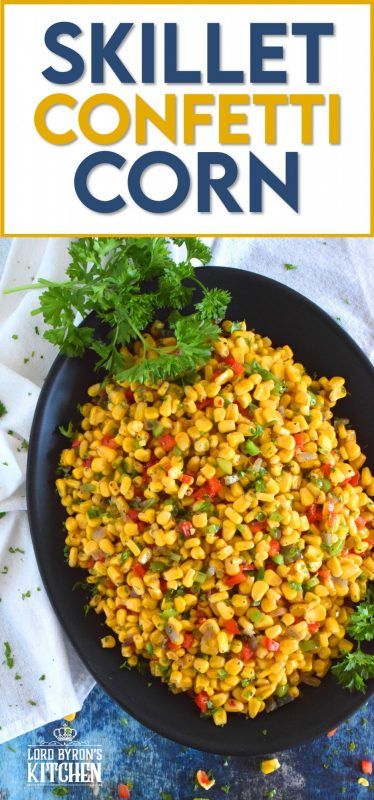 A bright, bold, and fresh summer side is right here! Skillet Confetti Corn is the most delicious summer side and it takes less than twenty minutes from start to finish. Sautéed in butter, corn is paired with bell peppers, red onions, jalapenos, and green onions. It's one of those sides you always wish you made more of! #corn #summer #summersides #confetti #salad #sidedish #vegetable #vegetarian Hot Corn Salad Recipe, Confetti Corn Ina Garten, Corn With Peppers And Onions, Corn With Red Bell Pepper, Corn Veggie Side Dish, Side Dish Corn Recipes, Sauteed Corn Side Dishes, Corn Red Pepper Side Dish, Corn Medley Recipe