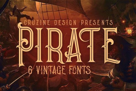 Pirate- Vintage Style Font by cruzine Label Minuman, Pirate Font, Vintage Font, The Crow, Vintage Fonts, Envato Elements, Theme Ideas, Pirates Of The Caribbean, Business Card Logo